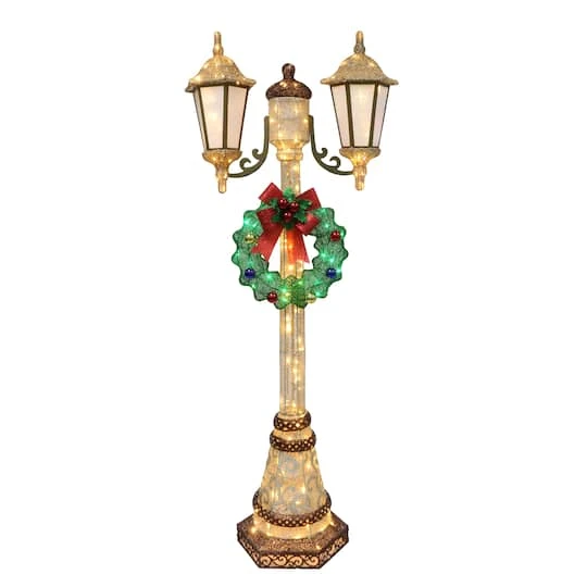 6ft. Pre-Lit Gold And Green Lamp Post With Twinkling Lights 3 6ft. Pre-Lit Gold And Green Lamp Post With Twinkling Lights