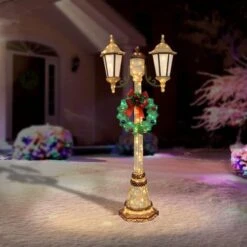 6ft. Pre-Lit Gold And Green Lamp Post With Twinkling Lights 7 6ft. Pre-Lit Gold And Green Lamp Post With Twinkling Lights -Christmas Designers Store D393497S 2