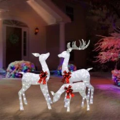 3-Piece Outdoor Pre-Lit Silver Deer Family -Christmas Designers Store D393499S 2