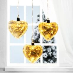 Glitzhome® 26" LED Glass Heart Wall Décor, Set Of 3 12 Glitzhome® 26" LED Glass Heart Wall Décor, Set Of 3 -Christmas Designers Store D446054S 2
