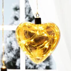 Glitzhome® 26" LED Glass Heart Wall Décor, Set Of 3 13 Glitzhome® 26" LED Glass Heart Wall Décor, Set Of 3 -Christmas Designers Store D446054S 3