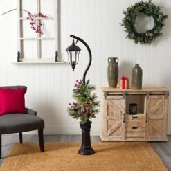 5ft. Pre-Lit LED Holiday Decorated Lamp Post With Greenery & Berries 17 5ft. Pre-Lit LED Holiday Decorated Lamp Post With Greenery & Berries -Christmas Designers Store D478686S 7
