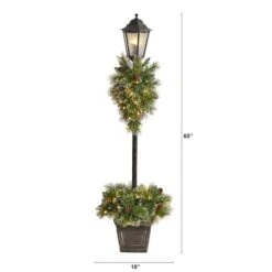 5ft. Pre-Lit LED Holiday Decorated Lamp Post With Faux Greenery In Decorative Container -Christmas Designers Store D478687S 2
