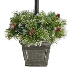 5ft. Pre-Lit LED Holiday Decorated Lamp Post With Faux Greenery In Decorative Container -Christmas Designers Store D478687S 6
