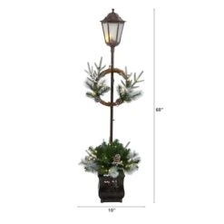 5ft. Pre-lit LED Holiday Decorated Lamp Post With Greenery In Decorative Planter -Christmas Designers Store D478688S 2