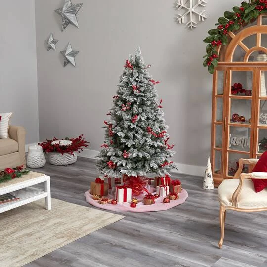 6ft. Pre-Lit Snow Tipped Norwegian Fir Artificial Christmas Tree, White LED Lights 13 6ft. Pre-Lit Snow Tipped Norwegian Fir Artificial Christmas Tree, White LED Lights - Image 11