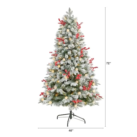 6ft. Pre-Lit Snow Tipped Norwegian Fir Artificial Christmas Tree, White LED Lights 10 6ft. Pre-Lit Snow Tipped Norwegian Fir Artificial Christmas Tree, White LED Lights - Image 8