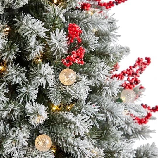 6ft. Pre-Lit Snow Tipped Norwegian Fir Artificial Christmas Tree, White LED Lights 7 6ft. Pre-Lit Snow Tipped Norwegian Fir Artificial Christmas Tree, White LED Lights - Image 5