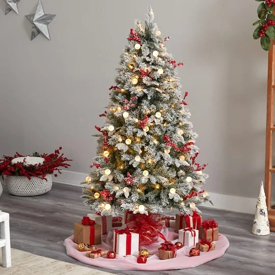 6ft. Pre-Lit Snow Tipped Norwegian Fir Artificial Christmas Tree, White LED Lights 5 6ft. Pre-Lit Snow Tipped Norwegian Fir Artificial Christmas Tree, White LED Lights - Image 3