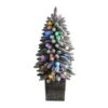 3ft. Pre-Lit Flocked Highland Fir Artificial Christmas Tree In Decorative Planter, Multicolor 20 LED Lights 1 3ft. Pre-Lit Flocked Highland Fir Artificial Christmas Tree In Decorative Planter, Multicolor 20 LED Lights -Christmas Designers Store D478786S 1