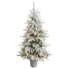 6ft. Pre-Lit Flocked Long Vermont Pine Artificial Christmas Tree In Decorative Planter, White LED Lights -Christmas Designers Store D478790S 1