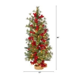 3ft. Pre-Lit Pine Artificial Christmas Tree With Berries And Burlap Base, Warm White Lights 18 3ft. Pre-Lit Pine Artificial Christmas Tree With Berries And Burlap Base, Warm White Lights -Christmas Designers Store D478805S 2