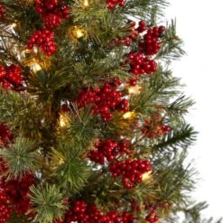 3ft. Pre-Lit Pine Artificial Christmas Tree With Berries And Burlap Base, Warm White Lights 15 3ft. Pre-Lit Pine Artificial Christmas Tree With Berries And Burlap Base, Warm White Lights -Christmas Designers Store D478805S 4