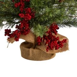 3ft. Pre-Lit Pine Artificial Christmas Tree With Berries And Burlap Base, Warm White Lights 17 3ft. Pre-Lit Pine Artificial Christmas Tree With Berries And Burlap Base, Warm White Lights -Christmas Designers Store D478805S 6