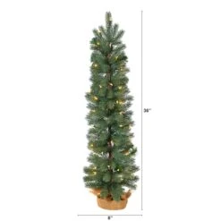 3ft. Pre-Lit Green Pine Artificial Christmas Tree With Burlap Base, Warm White Lights -Christmas Designers Store D478806S 2
