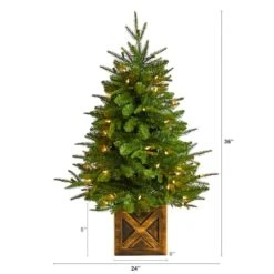 3ft. Pre-Lit Finland Fir Artificial Christmas Tree In Decorative Planter, Warm White Lights -Christmas Designers Store D478817S 2