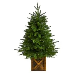 3ft. Pre-Lit Finland Fir Artificial Christmas Tree In Decorative Planter, Warm White Lights -Christmas Designers Store D478817S 3