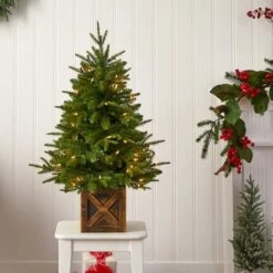 3ft. Pre-Lit Finland Fir Artificial Christmas Tree In Decorative Planter, Warm White Lights -Christmas Designers Store D478817S 7