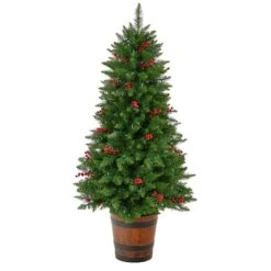 5ft. Pre-Lit Colorado Aspen Artificial Christmas Tree In Decorative Planter, White LED Lights -Christmas Designers Store D478829S 3