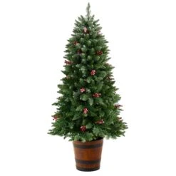 5ft. Pre-Lit Frosted Colorado Aspen Artificial Christmas Tree In Decorative Planter, White LED Lights -Christmas Designers Store D478830S 3