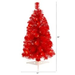 2ft. Pre-Lit Red Artificial Christmas Tree, Warm White LED Lights -Christmas Designers Store D478850S 2