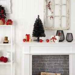 2ft. Pre-Lit Black Artificial Christmas Tree, Warm White LED Lights -Christmas Designers Store D478851S 10
