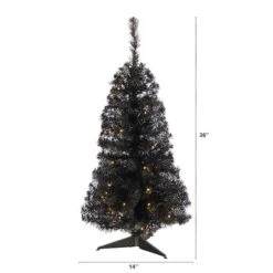 3ft. Pre-Lit Black Artificial Christmas Tree, Warm White LED Lights -Christmas Designers Store D478852S 2