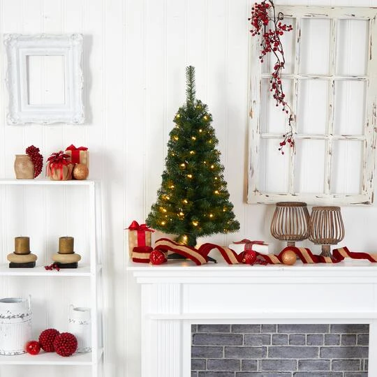 3ft. Pre-Lit Green Artificial Christmas Tree, Warm White LED Lights 12 3ft. Pre-Lit Green Artificial Christmas Tree, Warm White LED Lights - Image 10