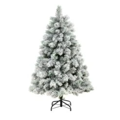 5ft. Pre-Lit Flocked Oregon Pine Artificial Christmas Tree, Clear Lights -Christmas Designers Store D478902S 3