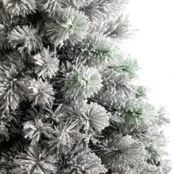 5ft. Pre-Lit Flocked Oregon Pine Artificial Christmas Tree, Clear Lights -Christmas Designers Store D478902S 5