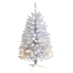 3ft. Pre-Lit White Artificial Christmas Tree, Warm White LED Lights