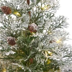 2ft. Pre-Lit Frosted Artificial Christmas Tree In Decorative Planter, Clear Lights -Christmas Designers Store D478947S 4