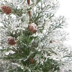 2ft. Pre-Lit Frosted Artificial Christmas Tree In Decorative Planter, Clear Lights -Christmas Designers Store D478947S 5