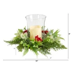 8" Cedar & Berries Artificial Christmas Candelabrum -Christmas Designers Store D479054S 2