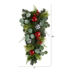 26" Christmas Greenery Ornament Teardrop Swag -Christmas Designers Store D479058S 2