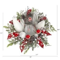 15" Christmas Lighted Forest Candle Holder Arrangement -Christmas Designers Store D479061S 2
