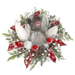15" Christmas Lighted Forest Candle Holder Arrangement -Christmas Designers Store D479061S 3