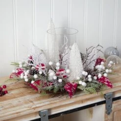 15" Christmas Lighted Forest Candle Holder Arrangement -Christmas Designers Store D479061S 5