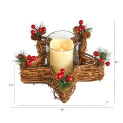 Holiday Star Twig Candle Holder With LED Candle Table Christmas Arrangement -Christmas Designers Store D479063S 2
