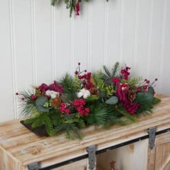 24" Berries, Pinecones & Eucalyptus Arrangement -Christmas Designers Store D479066S 5