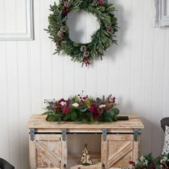 24" Berries, Pinecones & Eucalyptus Arrangement -Christmas Designers Store D479066S 6