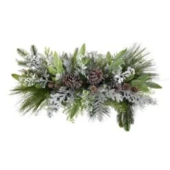 26" Flocked Winter Christmas Arrangement On Board -Christmas Designers Store D479067S 3