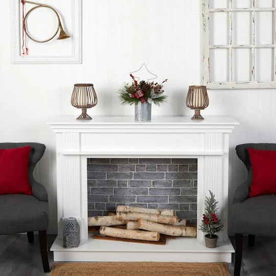 17" Pinecone & Berries Artificial Christmas Arrangement With Decorative Metal Vase & Wire Red Christmas Tree 7 17" Pinecone & Berries Artificial Christmas Arrangement With Decorative Metal Vase & Wire Red Christmas Tree - Image 5