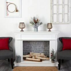 20" Winter Greenery, Pinecones & Gingham Plaid Bow Arrangement -Christmas Designers Store D479074S 4