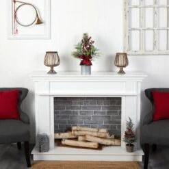 20" Holiday Winter Greenery, Pinecone & Berries With Bow Arrangement 11 20" Holiday Winter Greenery, Pinecone & Berries With Bow Arrangement -Christmas Designers Store D479078S 4