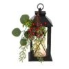 12" Berries & Greenery Metal Lantern Artificial Table Christmas Arrangement With LED Candle -Christmas Designers Store D479080S 1