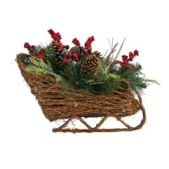 18" Sleigh Pinecones & Berries Artificial Christmas Arrangement -Christmas Designers Store D479082S 3