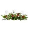 20" Winter Greenery & Berries Triple Candle Holder Christmas Table Arrangement 1 20" Winter Greenery & Berries Triple Candle Holder Christmas Table Arrangement -Christmas Designers Store D479088S 1