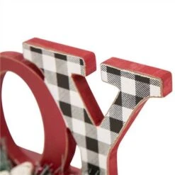 Glitzhome® Christmas Plaid Joy & Noel Table Décor Set -Christmas Designers Store D479426S 8