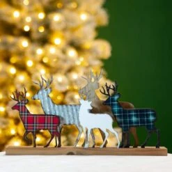Glitzhome® 18" Galvanized Metal & Wooden Reindeer Table Décor -Christmas Designers Store D479428S 2